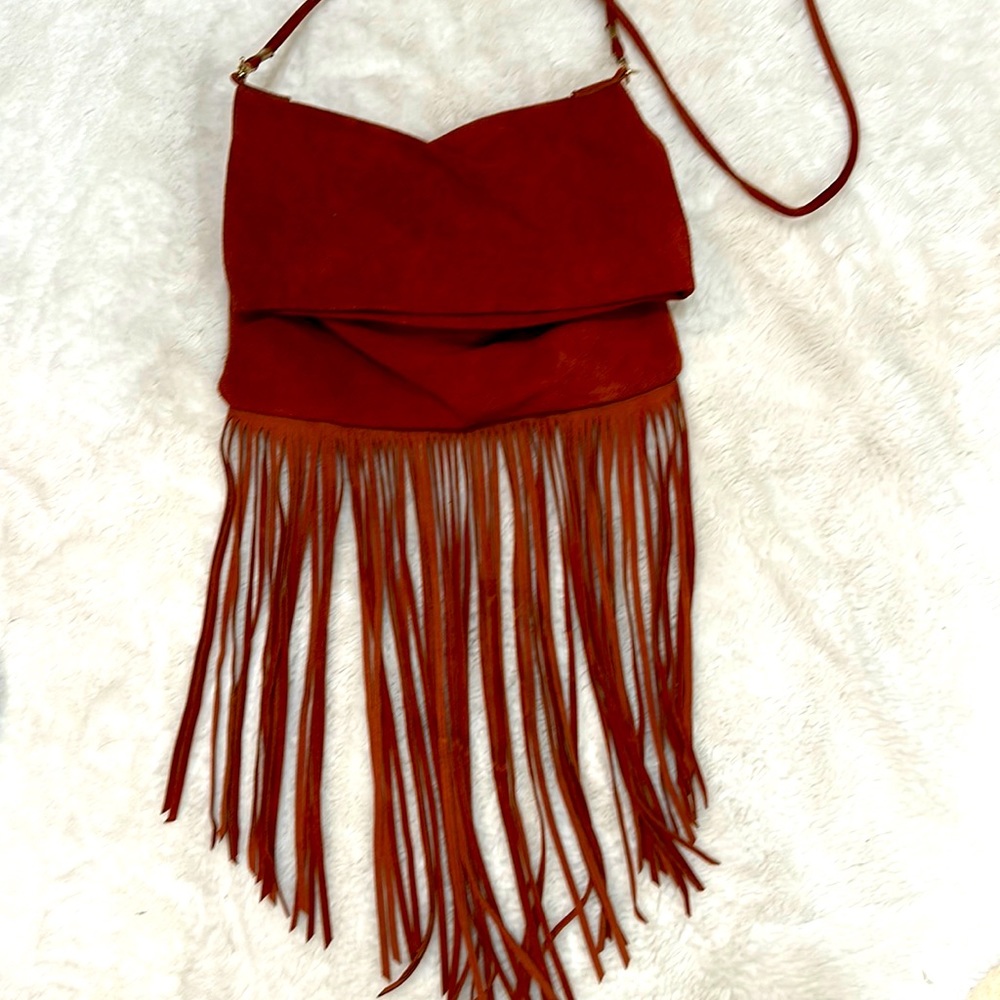 Suede BoHo fringe bag